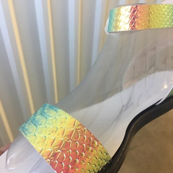 Metallic Sandals Iridescent Snake Skin Pattern Sandals - Picture 4 of 5